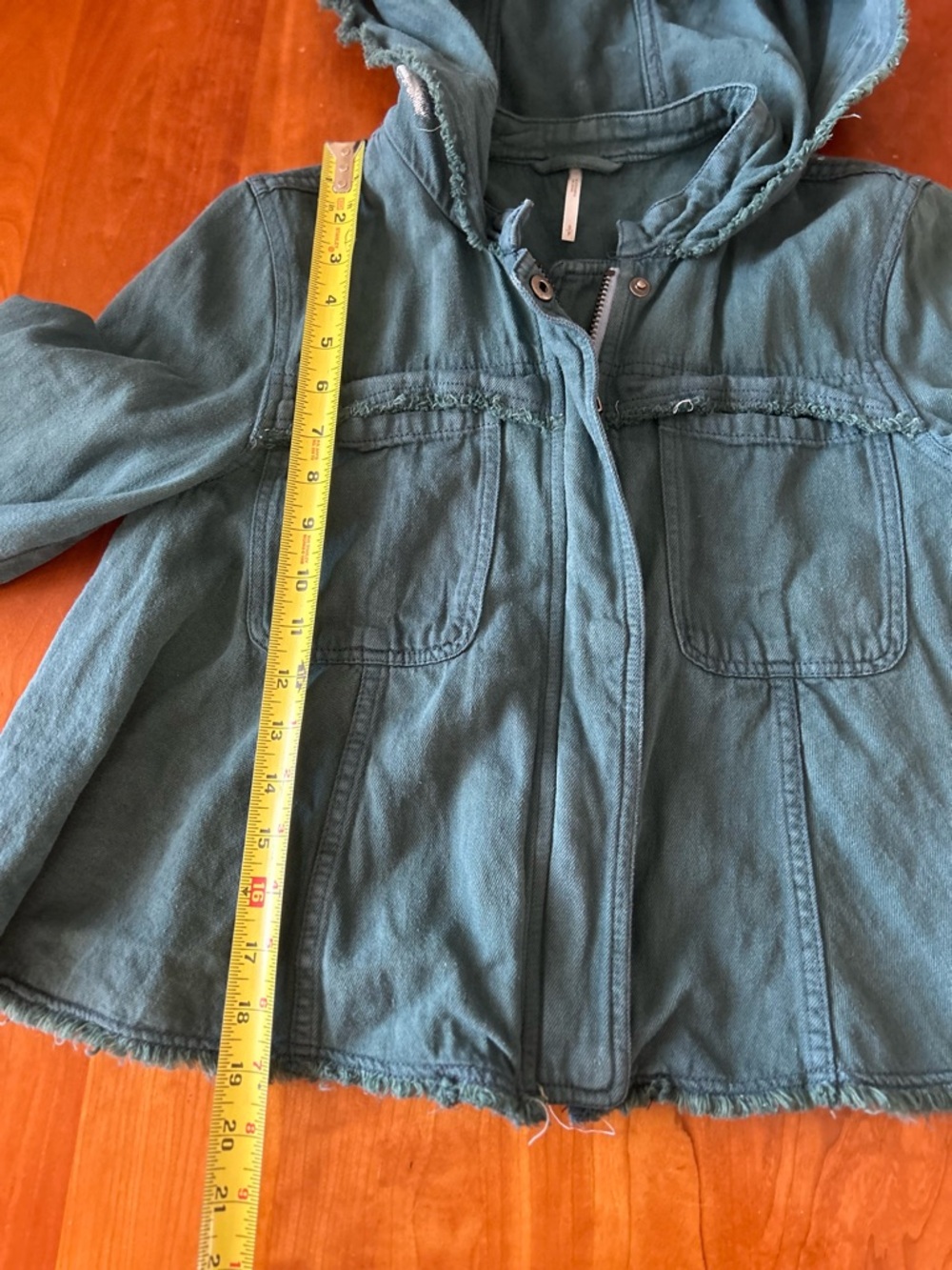 Upcycled green Free People jacket wolf howling at the moon Size Small - Picture 8 of 9